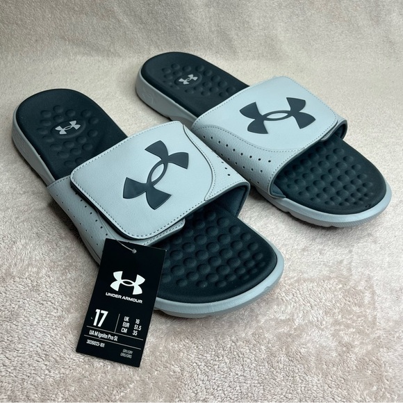 Under Armour Ignite Pro Slides Sandals-Mens 17-Gray-Casual-Summer-Streetwear-NEW - Picture 1 of 8